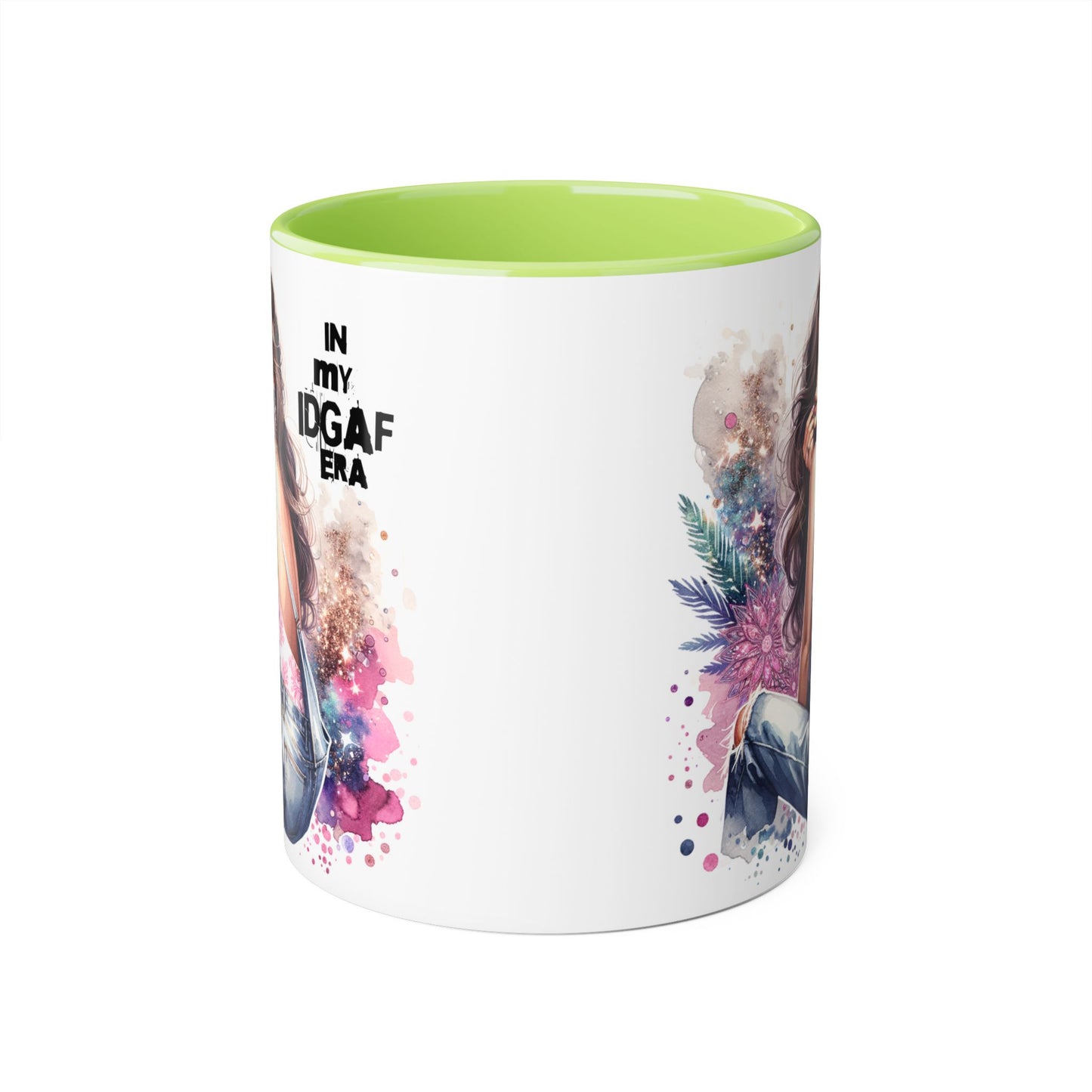 Stylish IDGAF Era Accent Mug, Empowering Gift for Her, Cute Coffee Cup, Trendy Drinkware, Funny Quote Mug, Perfect for Gifting