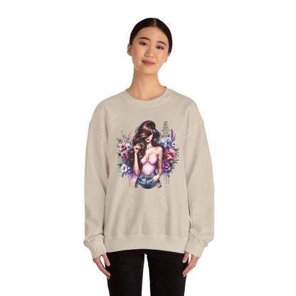 I Am My Own Happily Ever After  Floral Goddess Crewneck Sweatshirt, Cozy Women's Apparel, Boho Style, Gift for Her, Trendy Sweatshirt, Chic Layering Piece