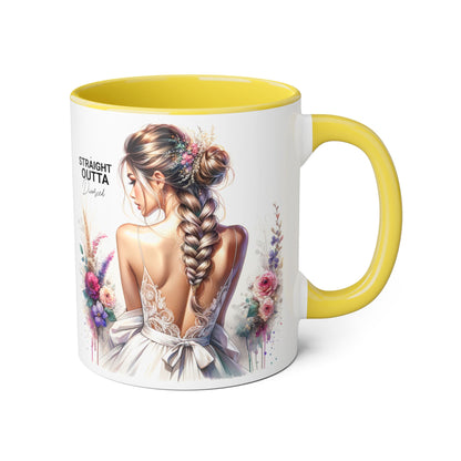 Straight Outta Divorced Humoristic Elegant Floral Accent Mug - Perfect Gift for Wedding, Birthdays, or Just Because, Straight Outta, Personalized Coffee Cup