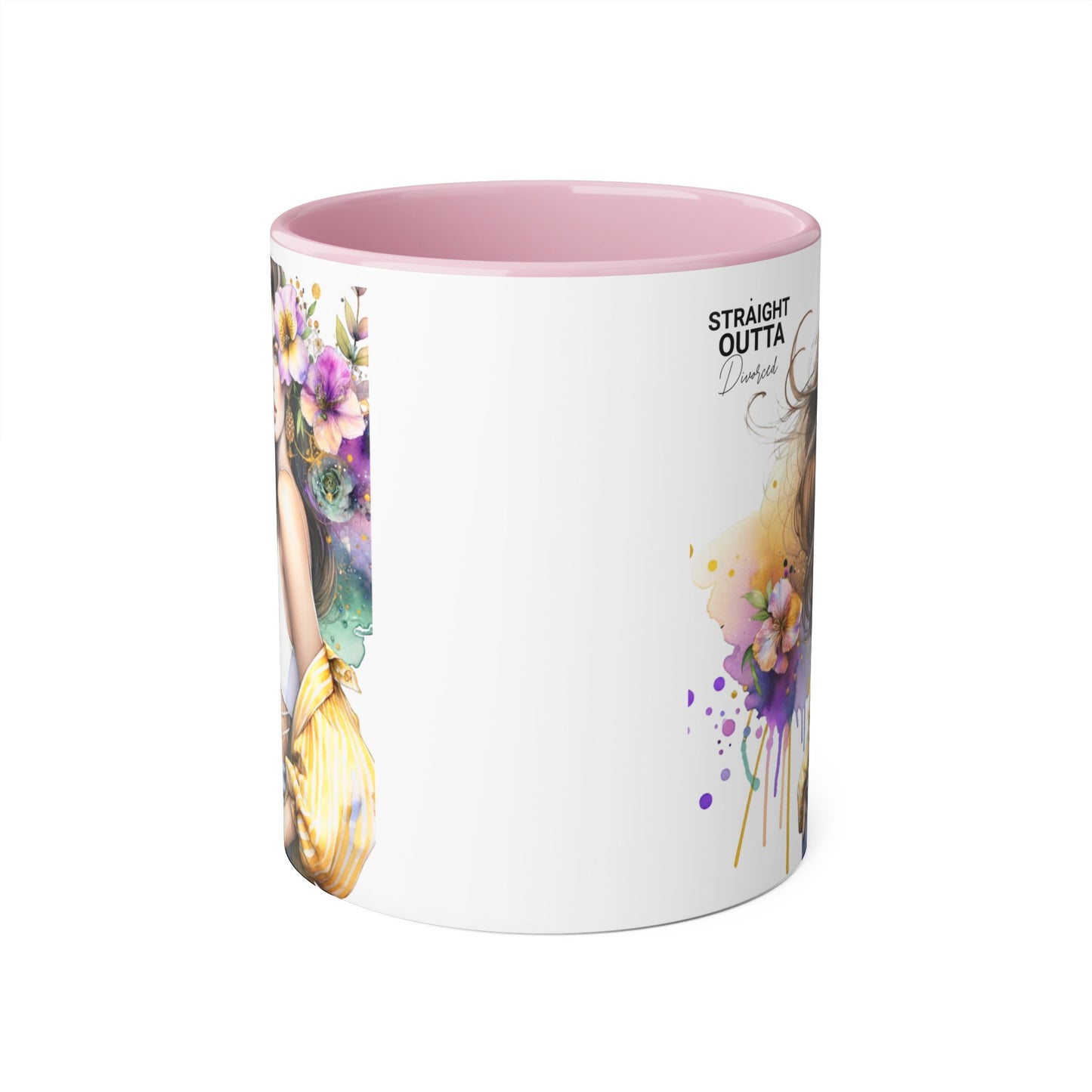 Straight Outta Divorced Humoristic Chic Floral Art Mug - Stylish Coffee Cup for Home or Office, Perfect Gift for Birthdays, Mother’s Day, or Coffee Lovers