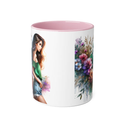 Yuck Fou Floral Accent Mug, 11oz Ceramic Coffee Cup, Inspirational Gift, Home Decor, Unique Art Mug, Perfect for Coffee Lovers