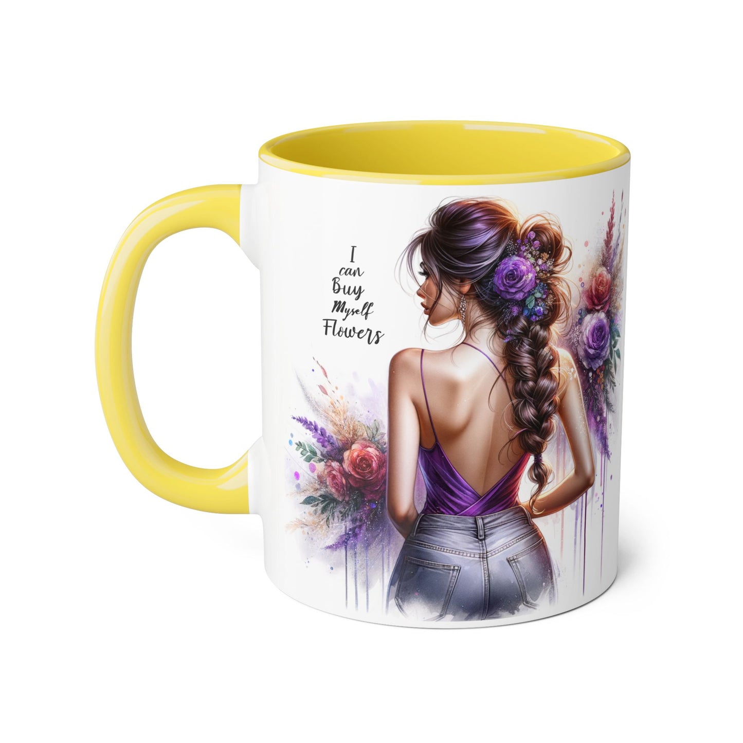 I Can Buy Myself Flowers Floral Artwork Accent Mug, Gift for Flower Lovers, Inspirational Coffee Cup, Unique Home Decor, Mother's Day Present