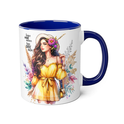 I Don't Make Mistakes, I Date Them Chic Coffee Mug with Floral Design, Inspirational Gift for Her, Unique Office Decor, Creative Birthday Present, Hot Beverage Lover's Cup