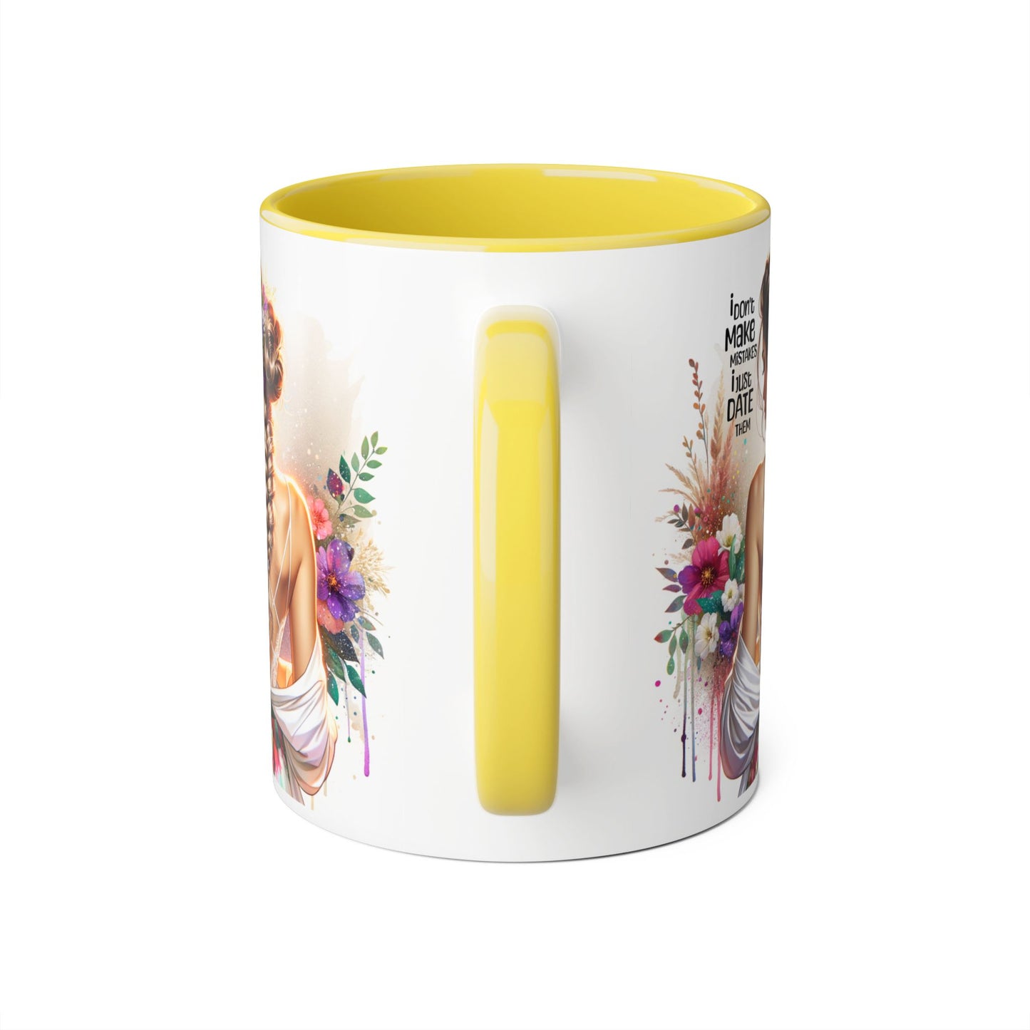 I Don't Make Mistakes, I Date Them Elegant Floral Accent Mug - Inspirational Quote Gift, Wedding, Home Décor, Coffee Cup, Tea Mug, Birthday Present