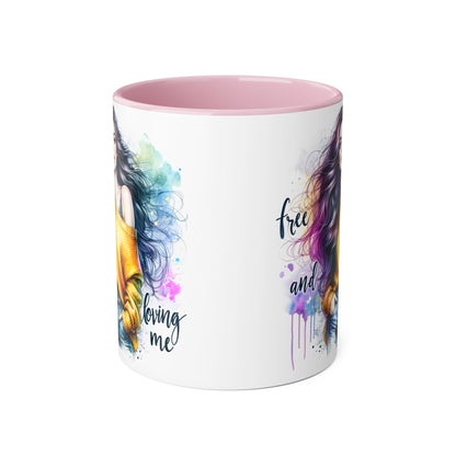 Colorful Inspirational Accent Mug, Free and Loving Me Coffee Cup, Artistic Drinkware Gift for Her, Vibrant Daily Motivation, Birthday [...]