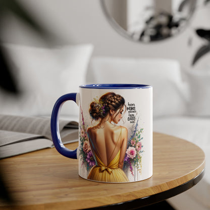 I Don't Make Mistakes, I Date Them Elegant Floral Accent Mugs, Artful Coffee Cup, Gift for Friends, Women’s Birthday, Inspirational Quote Mug, Home Decor