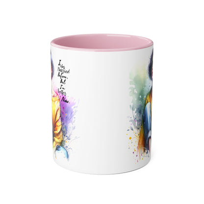 I Was Married Before But I'm Better Now Humoristic Inspirational Art Mug - Custom Accent Coffee Cup for Motivation, Gift for Friends, Positive Vibes, Home Decor, Unique Art