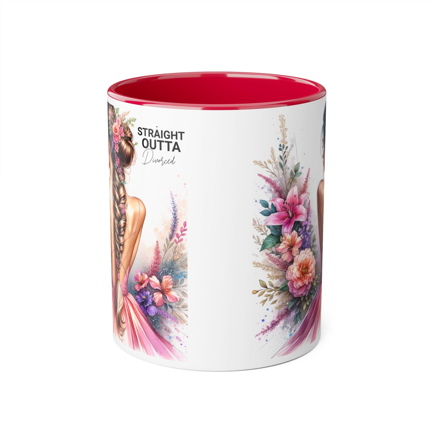 Straight Outta Divorced Humoristic Floral Art Accent Mug - Perfect Gift for Friends, Birthday Celebration, Mother's Day, Coffee Lover, Home Decor