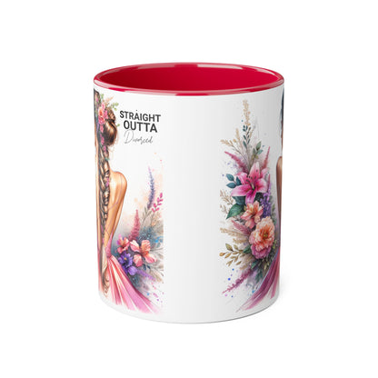 Straight Outta Divorced Humoristic Floral Art Accent Mug - Perfect Gift for Friends, Birthday Celebration, Mother's Day, Coffee Lover, Home Decor