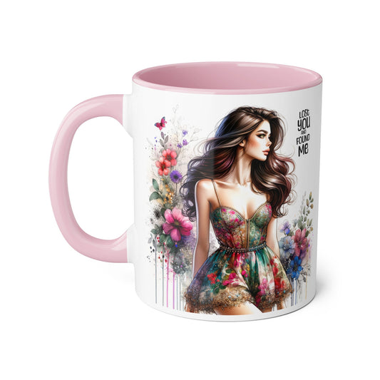 Lost You and Found Me Floral Accent Mug, Coffee Cup Gift for Her, Inspirational Drinkware, Home Decor, Birthday Present