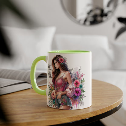 I Don't Make Mistakes, I Date Them Floral Accent Mug, Coffee Lover Gift, Tea Time Delight, Beautiful Floral Cup, Unique Gift for Her, Coffee Mug with Woman Design