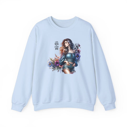 Lost You And Found Me Whimsical Floral Crewneck Sweatshirt | 'Until You Came to Me' Quote | Cozy Gift for Her, Floral Sweatshirt, Relaxed Style, Casual Wear