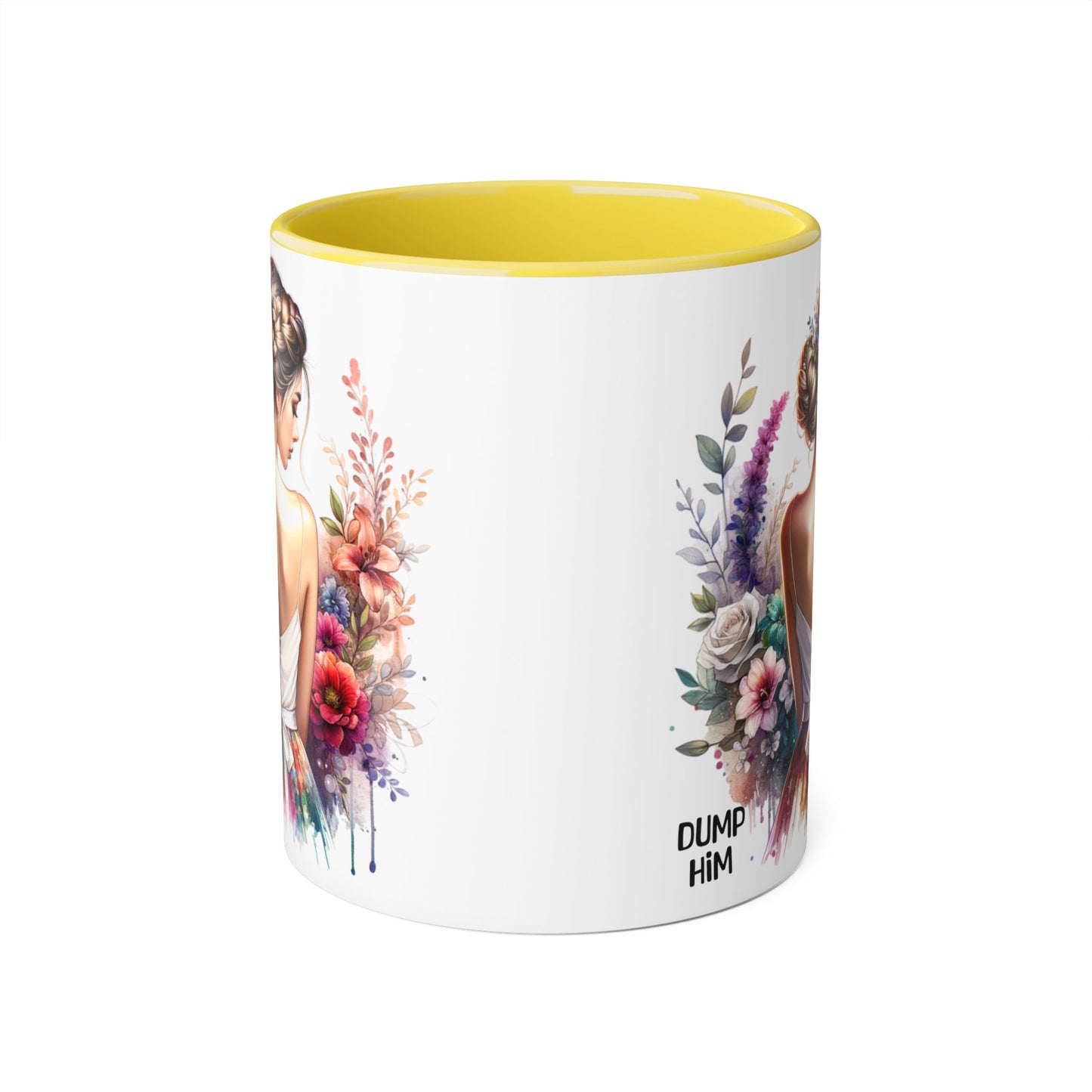 Floral Dump Him Mug, Cute Coffee Cup, Gift for Friends, Unique Kitchen Decor, Relationship Humor, Coffee Lover