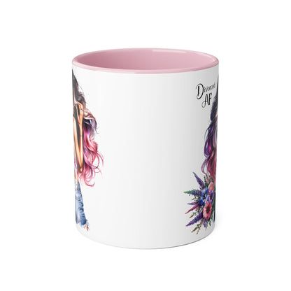 Dreamy Diva Accent Mug, Coffee Cup, Divorced AF Floral Design, Gift for Her, Unique Women’s Mug, Birthday Present, Relaxing Tea Cup