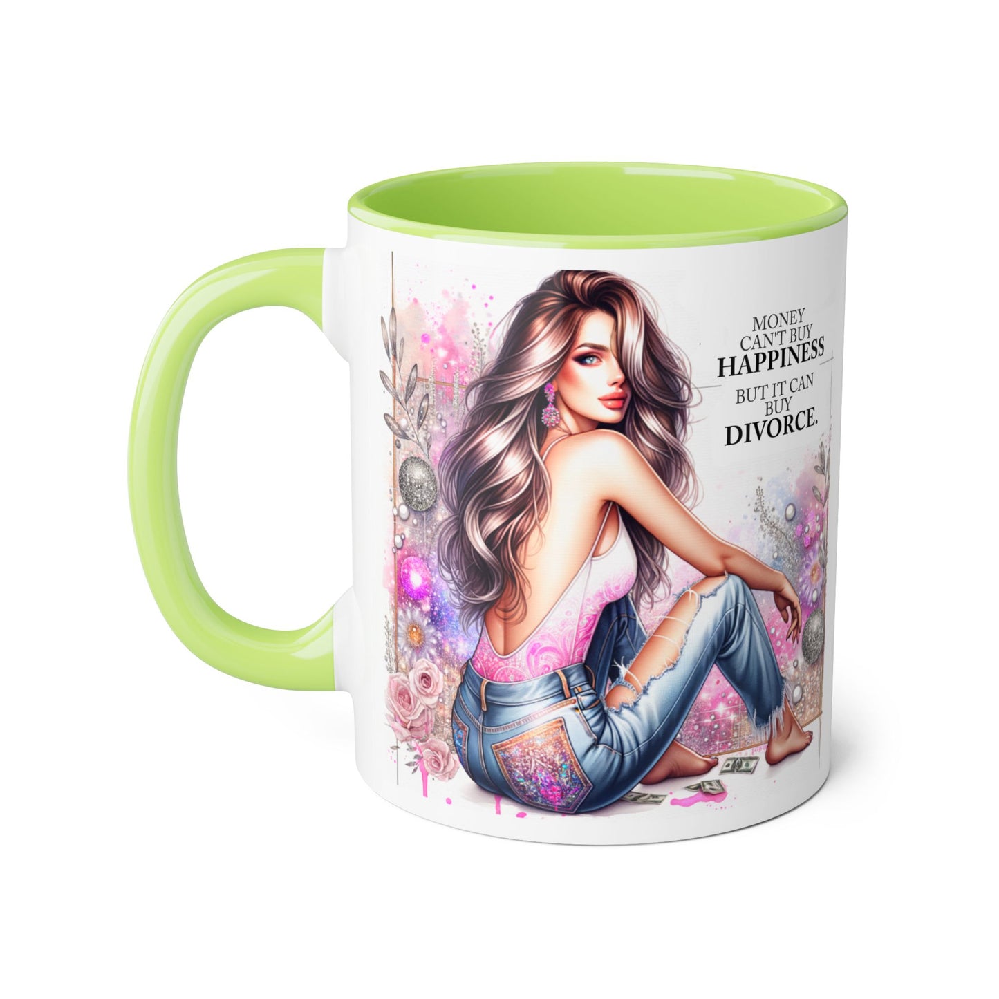 Money Can't Buy Happiness But It Can Buy Divorce Humoristic  Accent Mug | Funny Coffee Cup | Gift for Her | Unique Barware for Friends | Birthday & Self-Care Mug