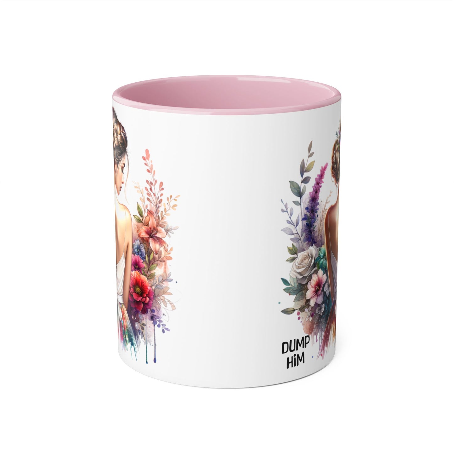 Floral Dump Him Mug, Cute Coffee Cup, Gift for Friends, Unique Kitchen Decor, Relationship Humor, Coffee Lover