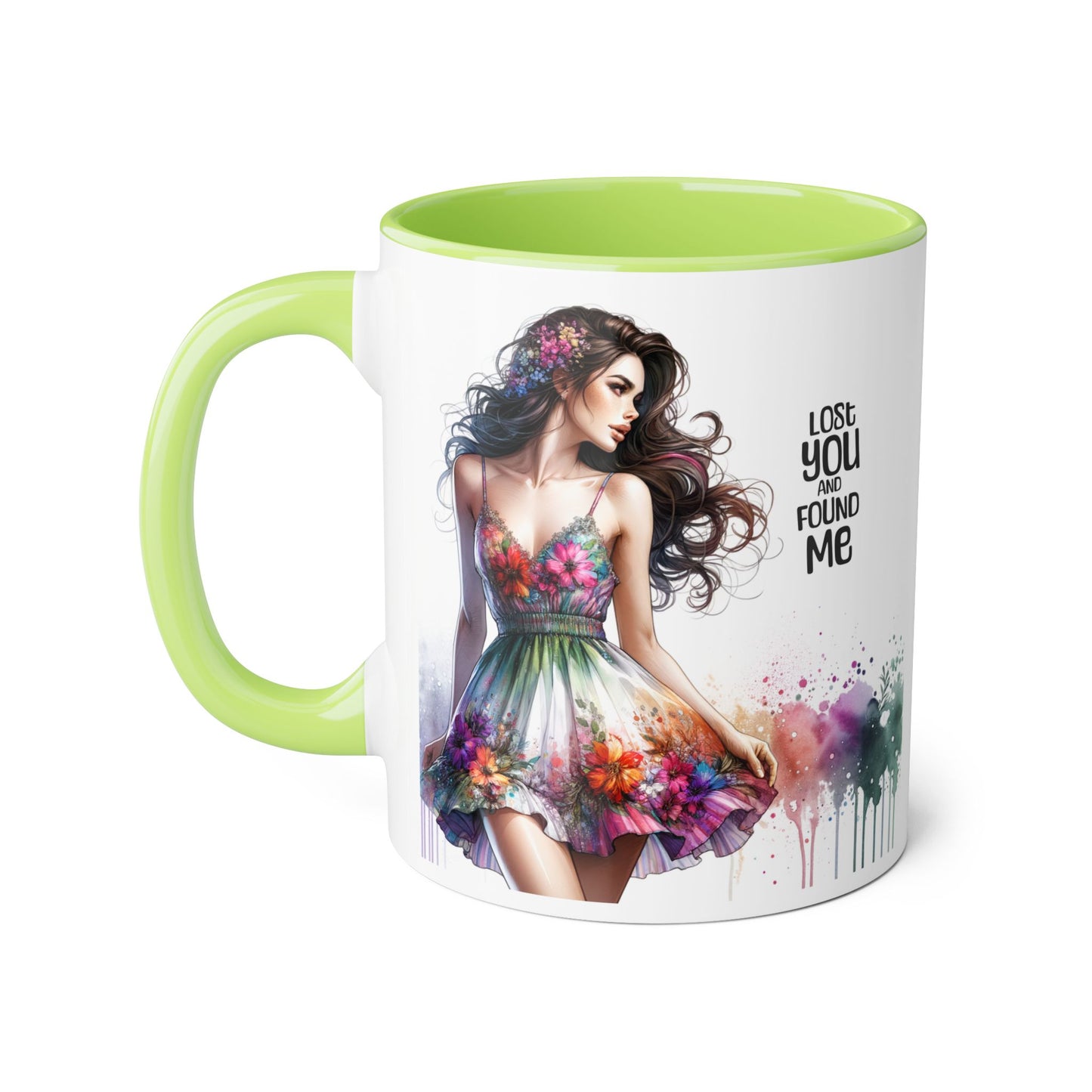 Lost You and Found Me Floral Dreamer Accent Mug | Colorful Coffee Cup | Inspirational Gift for Her | Artistic Drinkware | Perfect for Holidays & Celebrations