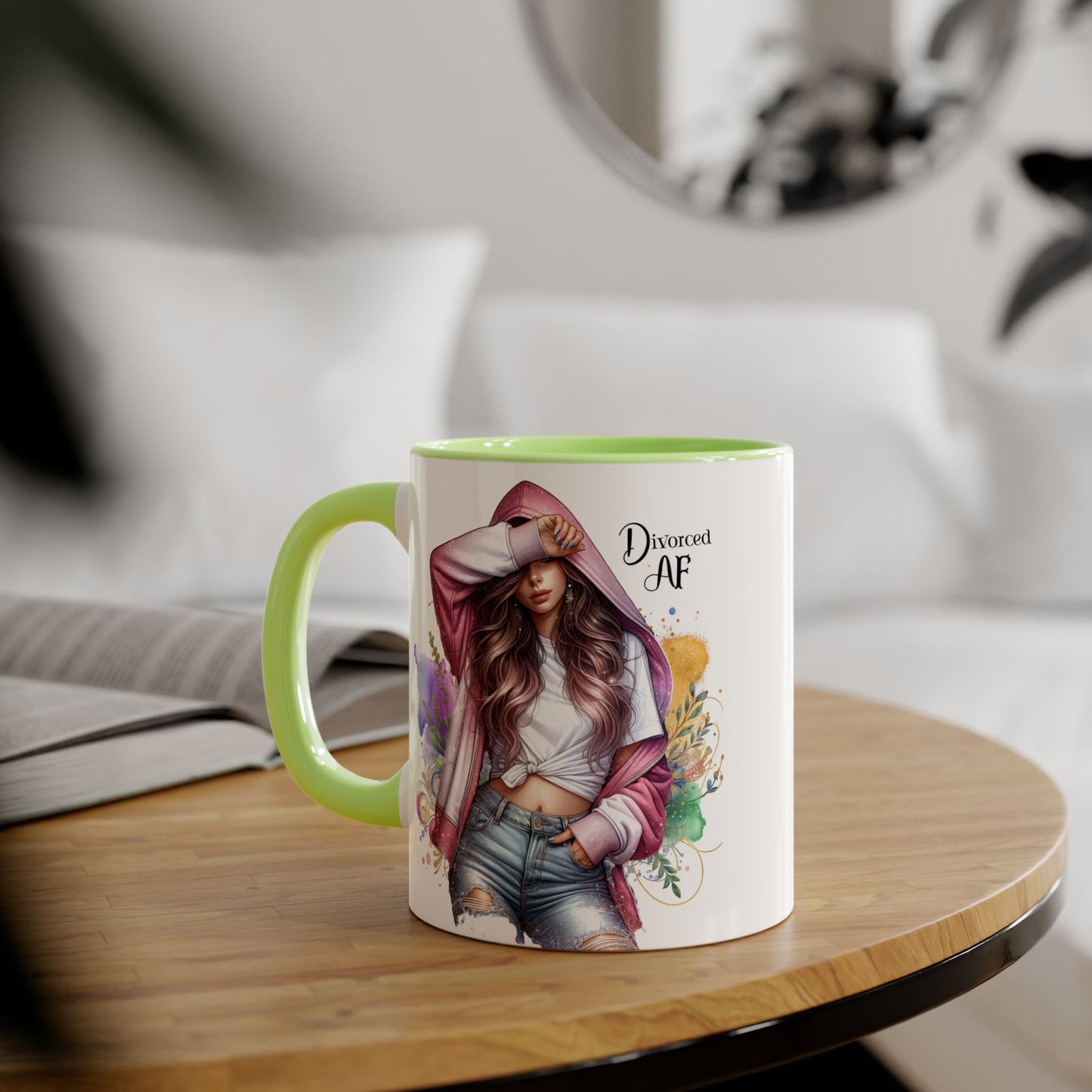 Trendy Accent Mug - 'Divorced AF' Design, Chic Gift for Friends, Coffee Lovers, Inspirational Drinkware, Birthday, Everyday Use