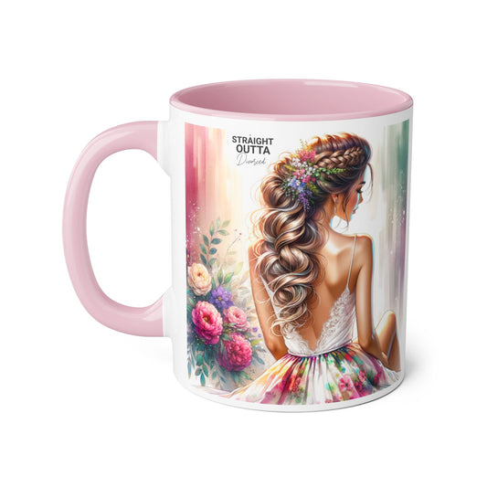 Straight Outta Divorced Humoristic Elegant Floral Accent Mug, Artistic Coffee Cup, Gift for Her, Home Decor, Tea Lover's Mug, Birthday Gift Idea, Wedding Favor