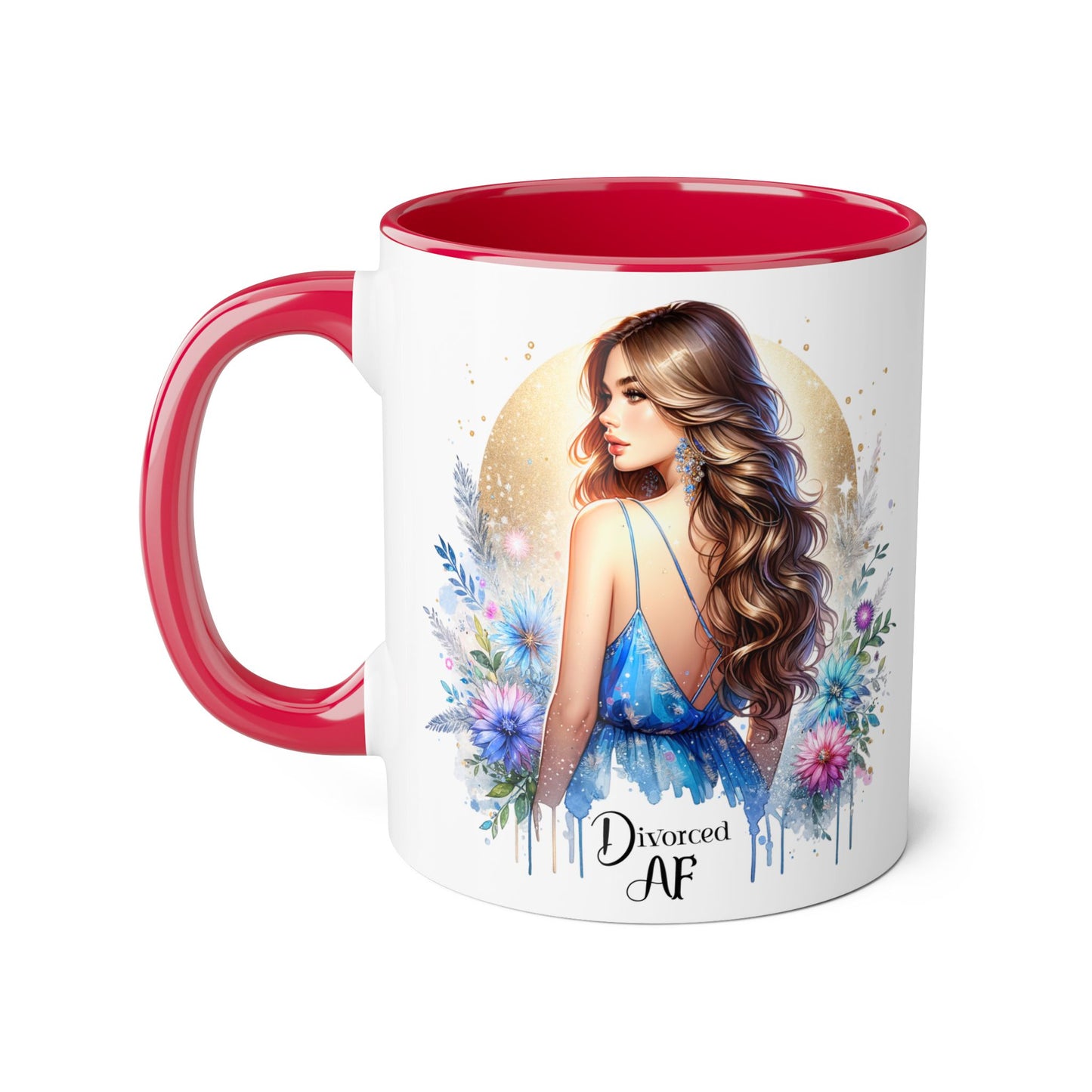 Divorced AF Accent Mug, Floral Coffee Cup, Inspirational Gift for Her, Breakup Recovery, Self-Love Celebrations, Unique Birthday Present
