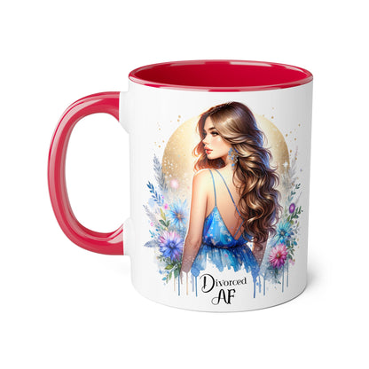 Divorced AF Accent Mug, Floral Coffee Cup, Inspirational Gift for Her, Breakup Recovery, Self-Love Celebrations, Unique Birthday Present