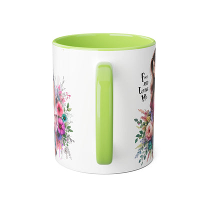 Bohemian Floral Accent Mug, 11oz Coffee Cup, Artisanal Drinkware, Perfect Gift for Nature Lovers, Inspirational Quote Mug, Unique Home Decor