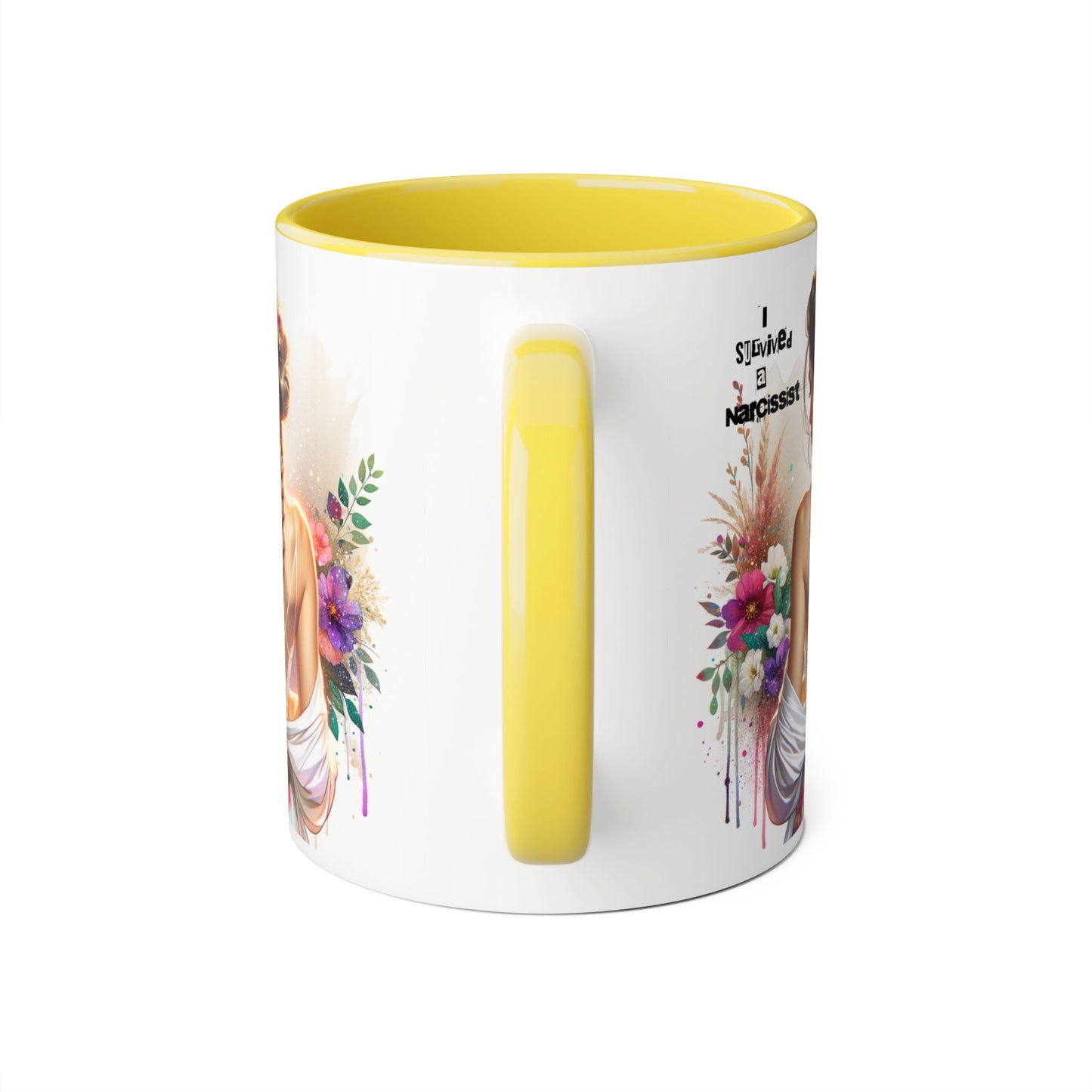 Narcissist Accent Mug, Coffee Cup for Self-Love, Gift for Her, Inspirational Mug, Floral Art Ceramic Mug