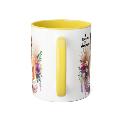 Narcissist Accent Mug, Coffee Cup for Self-Love, Gift for Her, Inspirational Mug, Floral Art Ceramic Mug