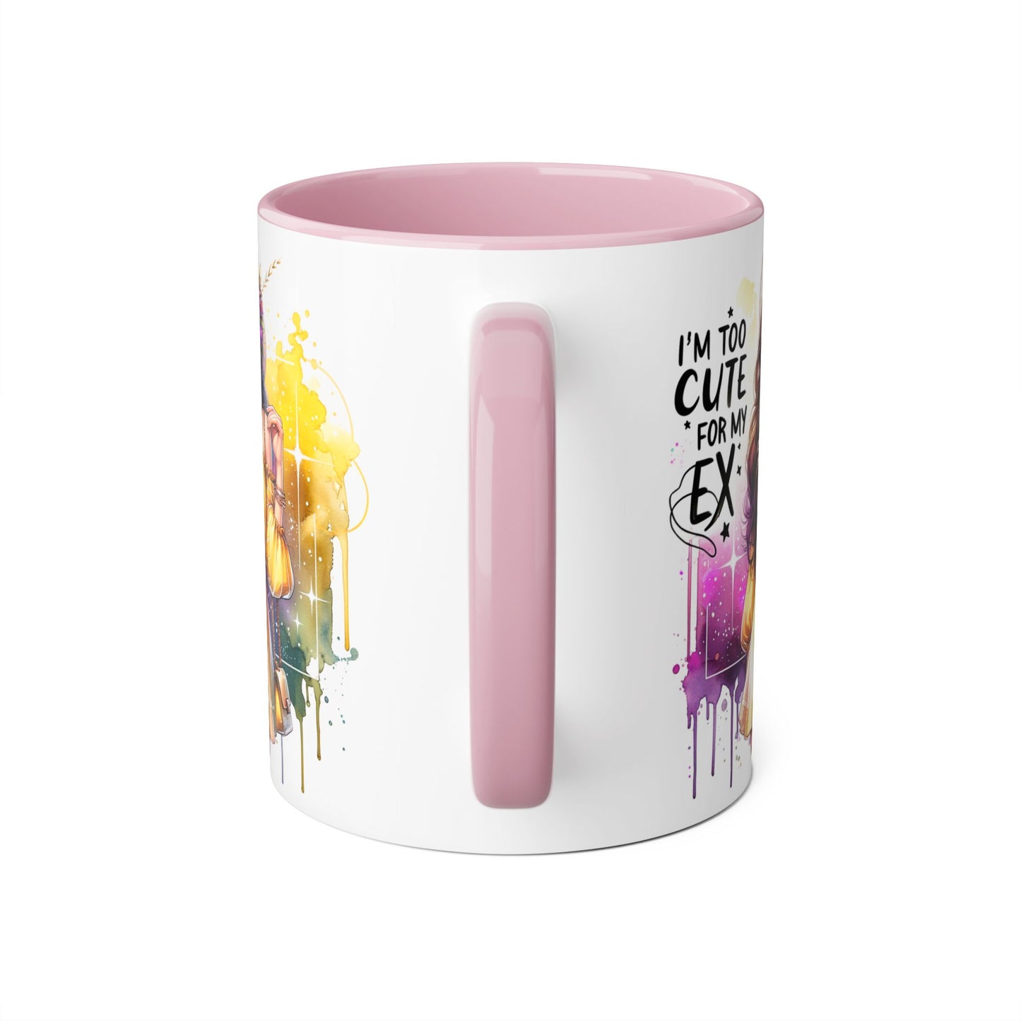 Cute Ex-Related Accent Mugs, 11oz - Quirky Gifts, Funny Coffee Cup, Relationship Humor, Self-Love Mug, Colorful Artwork