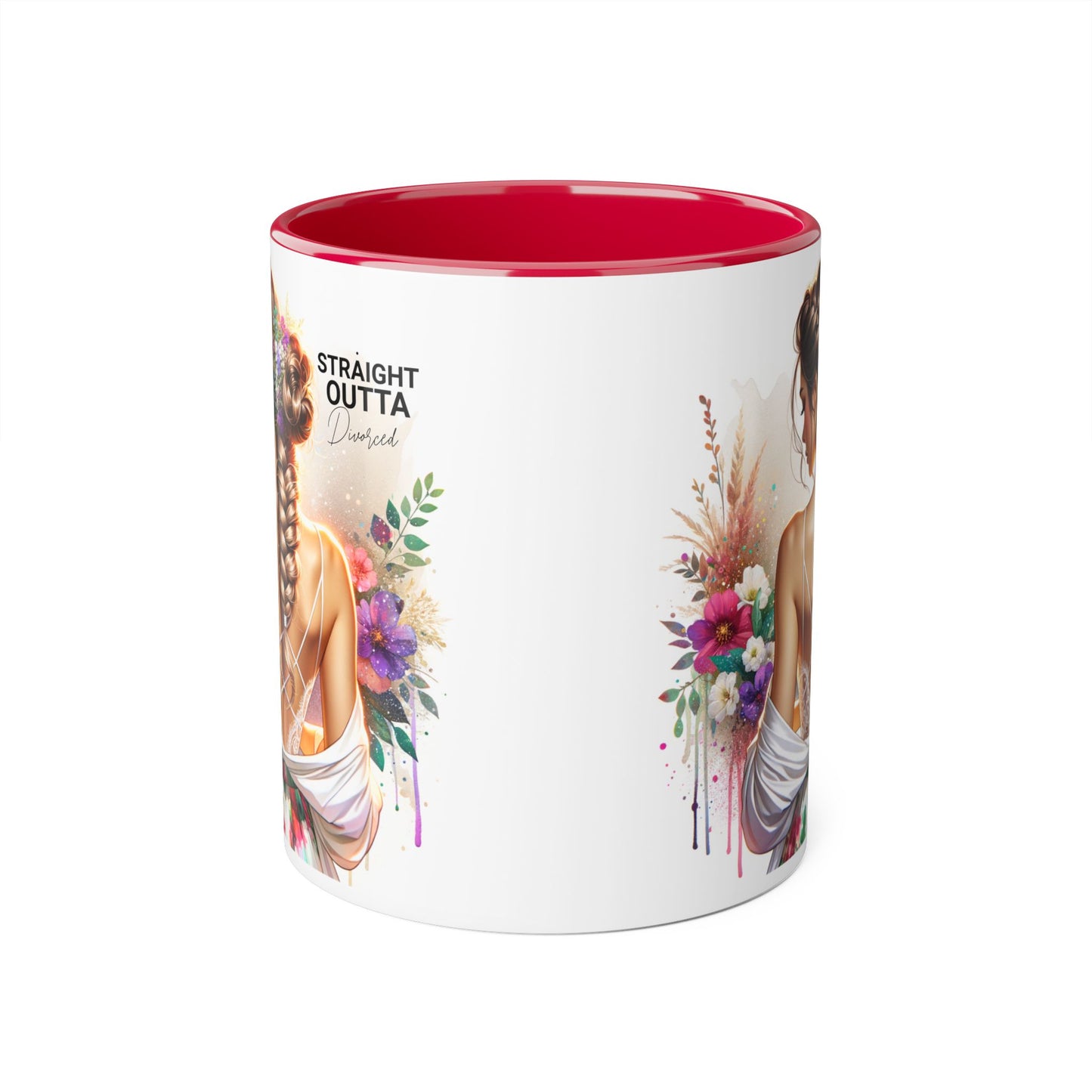 Straight Outta Divorced Humoristic Elegant Floral Accent Mug - Straight Outta Inspired Design, Coffee Cup, Gift for Her, Home Decor, Unique Drinkware, Birthday