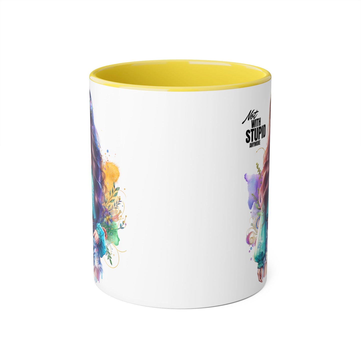 Not With Stupid Anymore Humoristic 11oz Accent Mug This humoristic mug