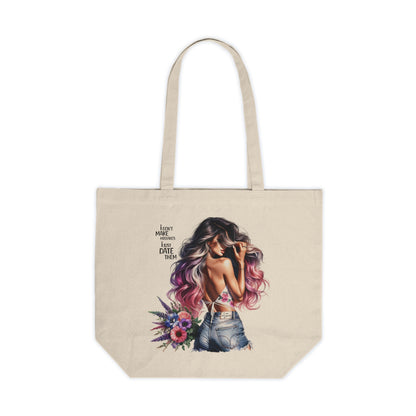 I Don`t Make Mistakes, I Just Date Them Chic Floral Canvas Tote Bag, Boho Style Shopping Bag, Eco-Friendly Tote, Gift for Her, Beach Bag, Everyday Use