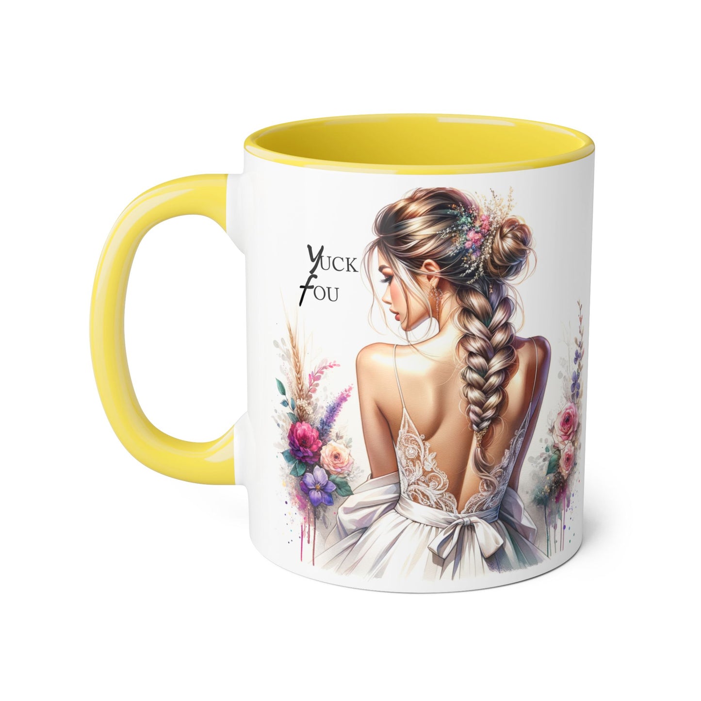 Yuck Fou Elegant Floral Accent Mug, 11oz - Inspirational Gift for Her, Coffee Lover, Home Decor, Wedding Gift, Personalized Tea Cup