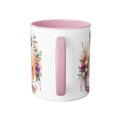 I Hold Grudges, I'll Heal in Hell Boho Floral Accent Mug, Inspirational Coffee Cup, Gift for Her, Home Decor, Mother's Day, Bohemian Kitchenware