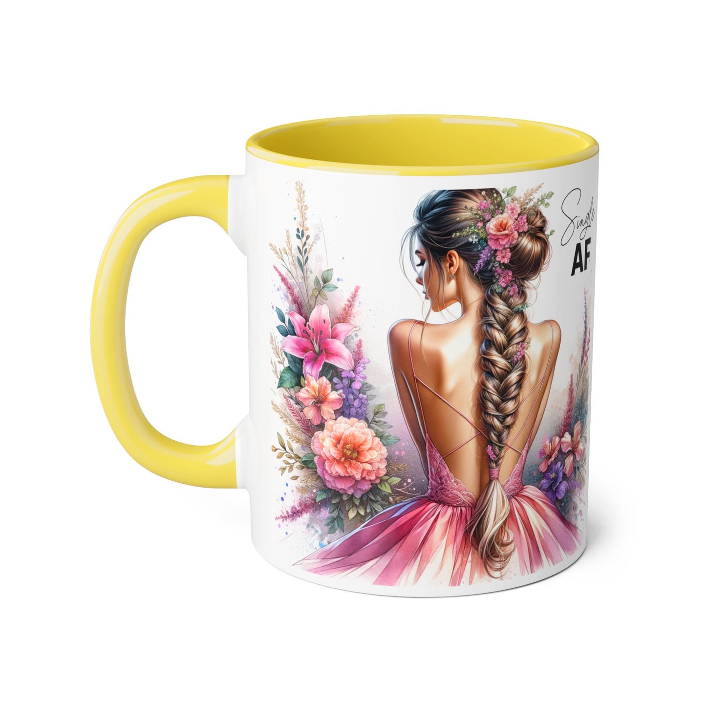 Single AF Floral Accent Mug - Perfect Gift for Single Friends, Celebration, Coffee Lovers, Birthday, Chic Decor