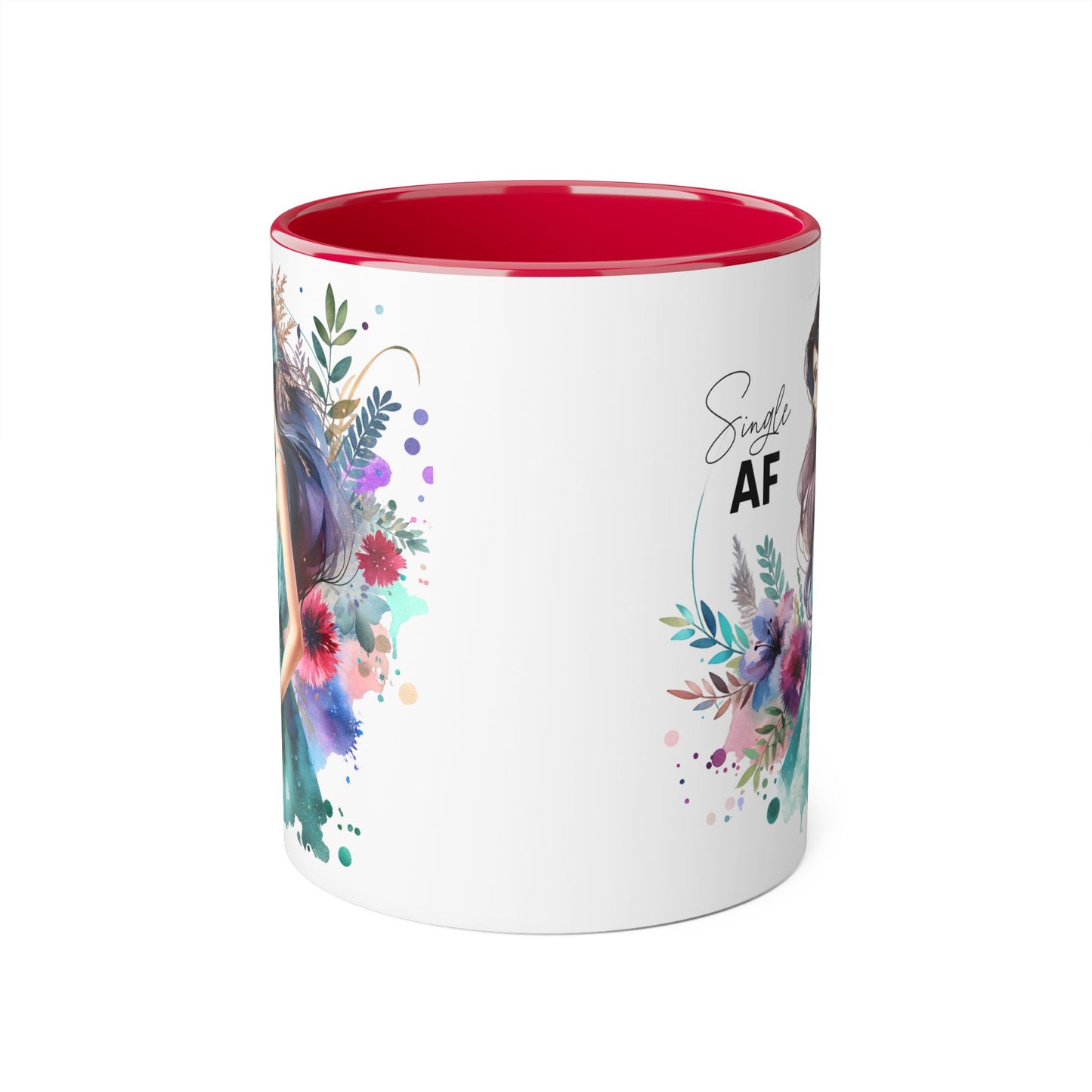 Single AF Floral Accent Mug - Perfect Gift for Singles, Coffee Lovers, Birthday, Self-Care, Galentine's Day