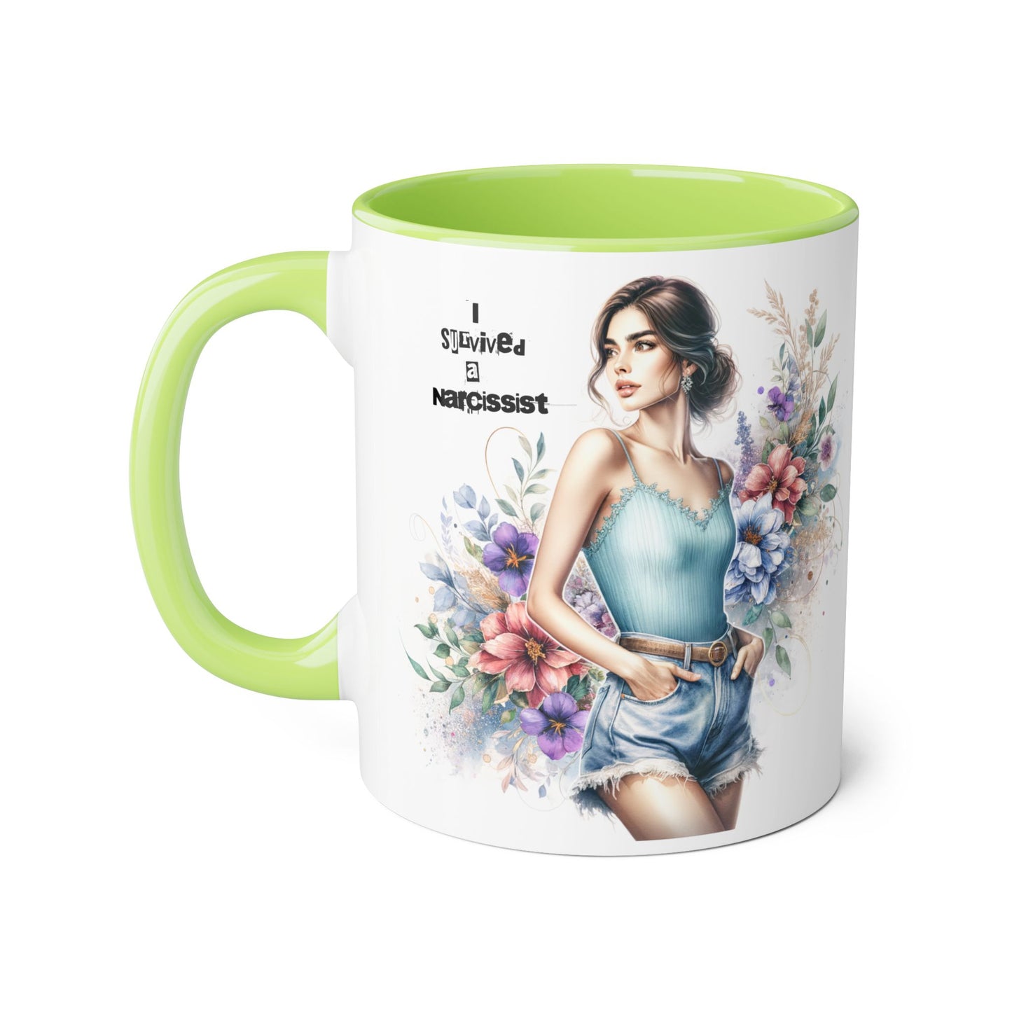 Narcissist Accent Mug, Unique Coffee Cup Gift, Floral Design Mug, Perfect for Self-Care Lovers, Inspirational Drinkware