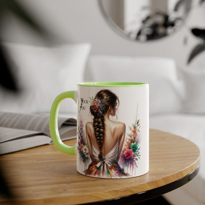 Floral Accent Mug with Yuck Fou Design – Gift for Coffee Lovers, Unique Home Decor, Flower Art Mug, Personalized Drinkware, Boho Style