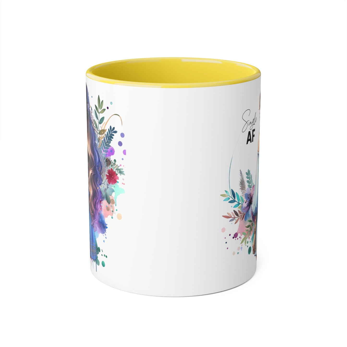 Single AF Boho Art Accent Mug, Unique Coffee Mug, Gift for Her, Floral Mug, Inspirational Mug, Perfect for Birthdays, Encouragement
