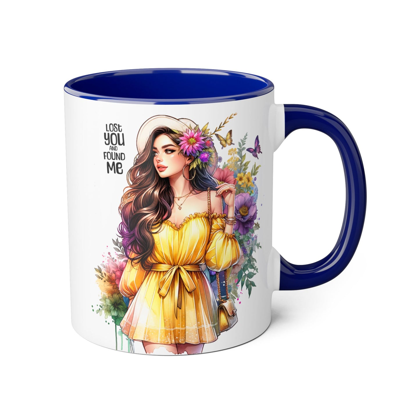 Lost You and Found Me Whimsical Floral Accent Mugs - Unique Coffee Cup, Perfect Gift for Her, Tea Lover, Home Decor, Birthday, Mother's Day