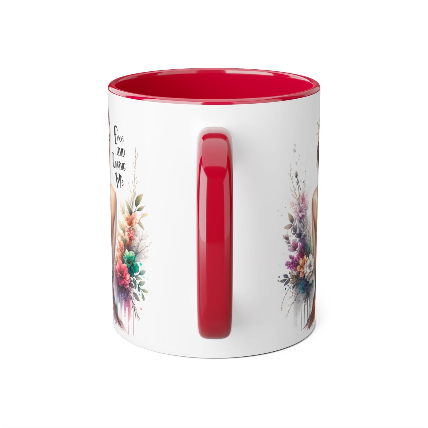 Floral Art Mug - 'Free and Loving Me', Coffee Cup, Gift for Her, Home Decor, Personalized Drinkware, Inspirational Mugs, Floral Design