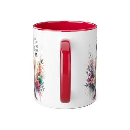 Floral Art Mug - 'Free and Loving Me', Coffee Cup, Gift for Her, Home Decor, Personalized Drinkware, Inspirational Mugs, Floral Design