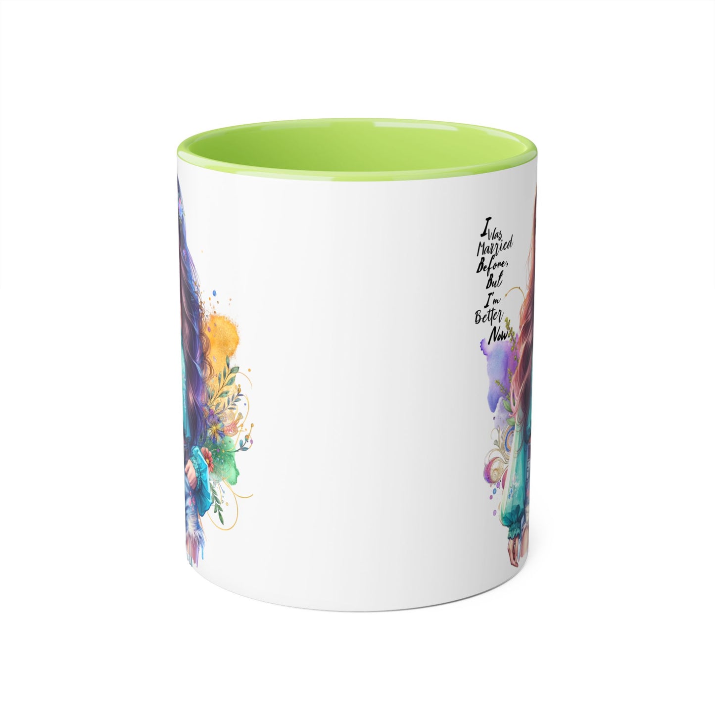 I Was Married Before But I'm Better Now Bohemian Floral Accent Mug, Inspirational Coffee Cup, Gift for Friends, Encouraging Quote, Perfect for Her, Art Lover's Mug
