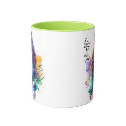 I Was Married Before But I'm Better Now Bohemian Floral Accent Mug, Inspirational Coffee Cup, Gift for Friends, Encouraging Quote, Perfect for Her, Art Lover's Mug