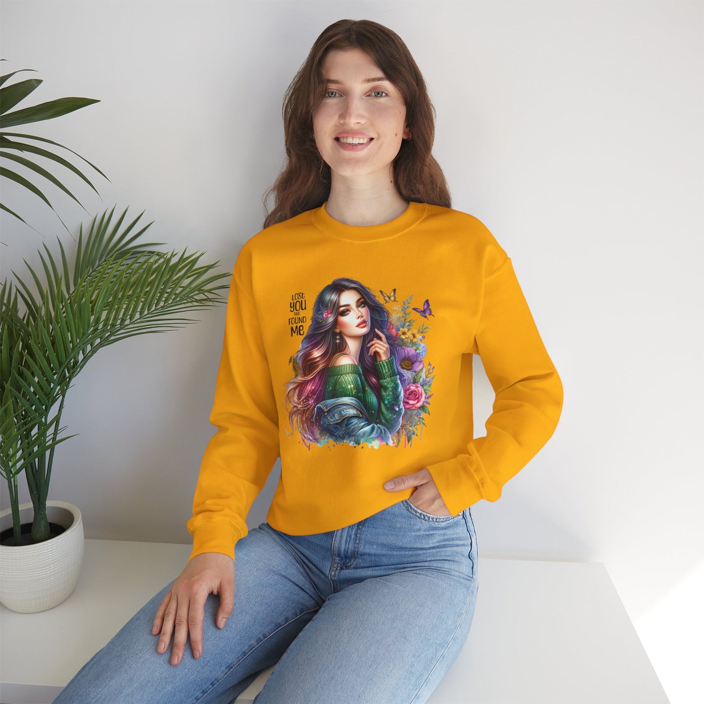 Lost You And Found Me Bohemian Floral Crewneck Sweatshirt, Cozy Graphic Sweatshirt, Gift for Her, Unique Art Pullover, Spring Fashion Crew
