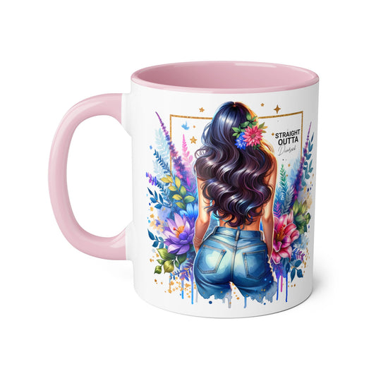 Straight Outta Divorced Humoristic Vibrant Floral Mug for Coffee Lovers, Straight Outta, Gift for Her, Inspirational Drinkware, Perfect for Birthdays, Celebrations