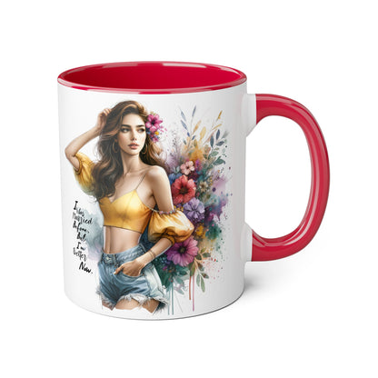 I Was Married Before But I'm Better Now Humoristic Chic Floral Accent Mug - Inspirational Art for Coffee Lovers, Gifts for Friends, Home Decor, Motivational Drinkware, Birthday Present