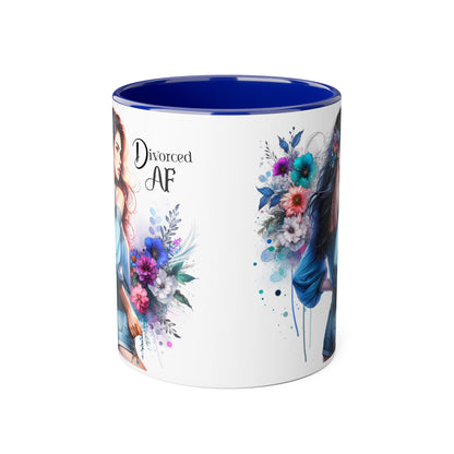 Divorced AF Accent Mug, 11oz Coffee Cups, Empowerment Gift for Newly Divorced, Funny Divorce Mug, Motivational Kitchen Decor