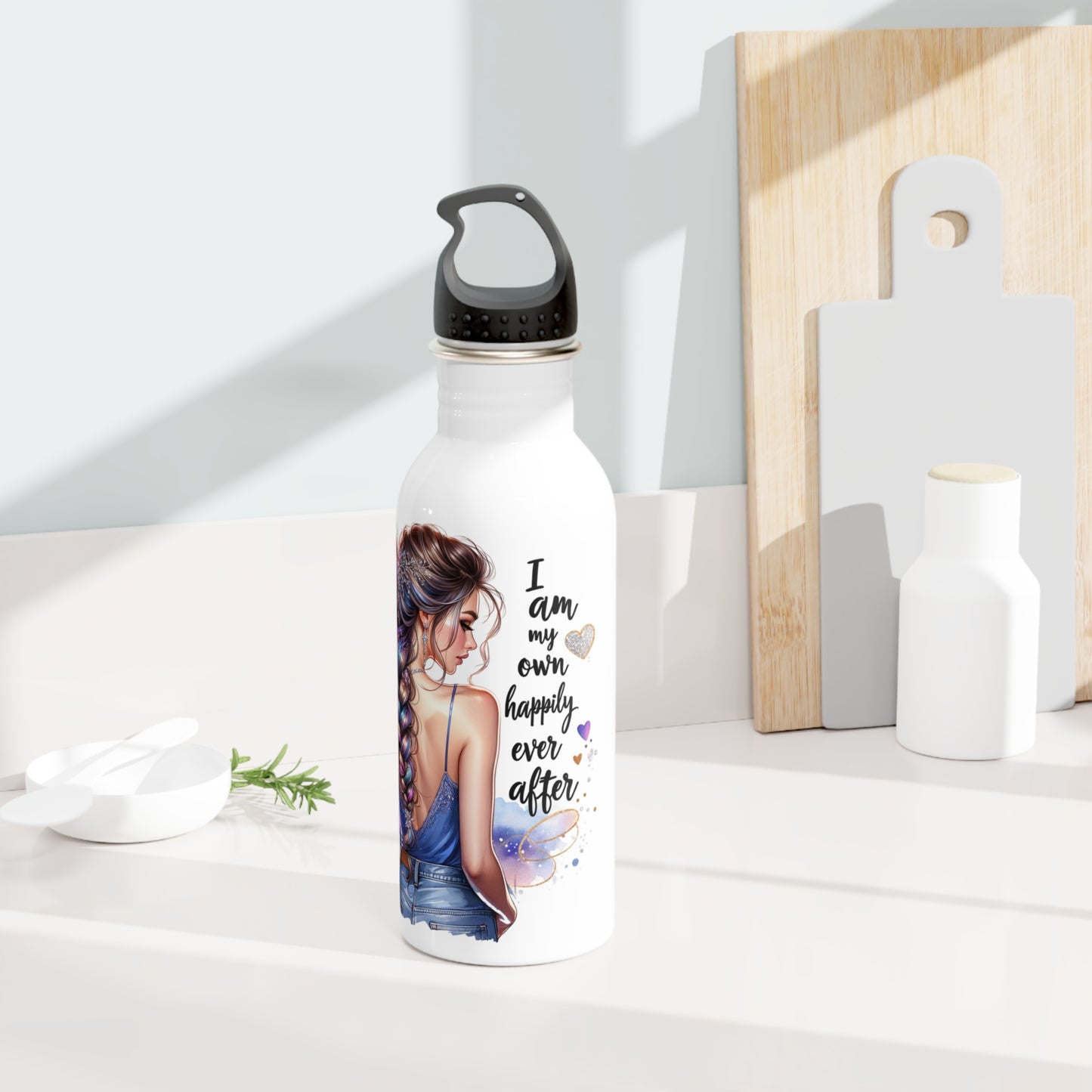 Inspirational Stainless Steel Water Bottle - 'I Am My Own Happily Ever After' Motivational Design