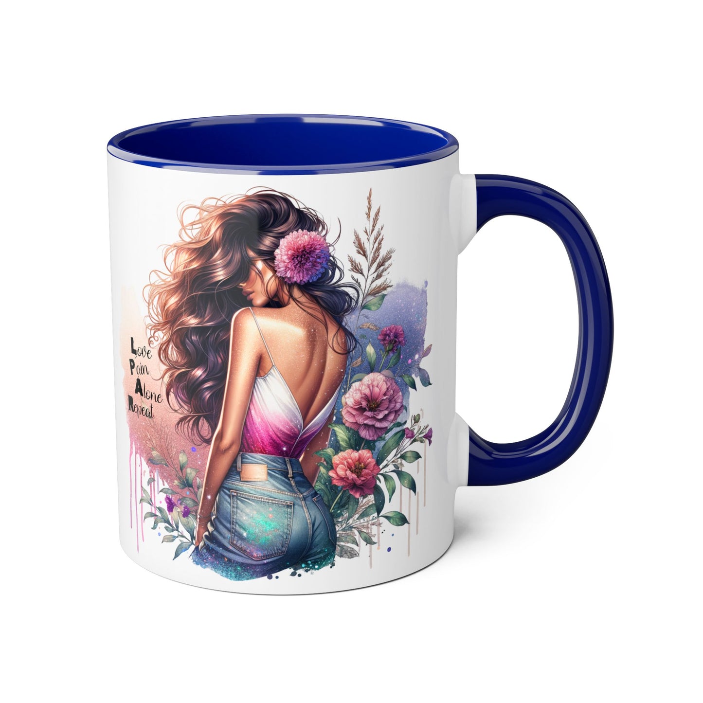 Floral Accent Mug, Coffee Cup, Gift for Her, Boho Decor, Inspirational Quote, Birthday Gift, Garden Lover's Mug